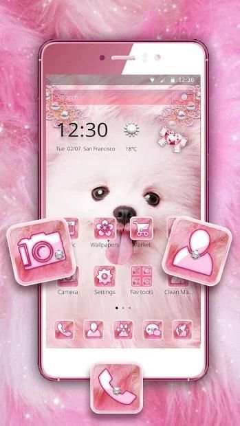 Tema Pink Cute Puppy screenshot 4