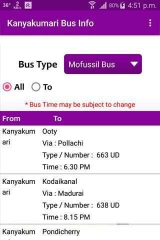 Kanyakumari Bus Info screenshot 2