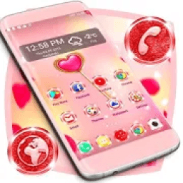 गुलाबी फ़्लोटिंग दिल लॉन्चर आइकन