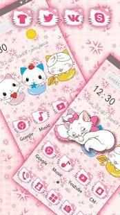 Pink Cute Cartoon kitty Launcher screenshot 1