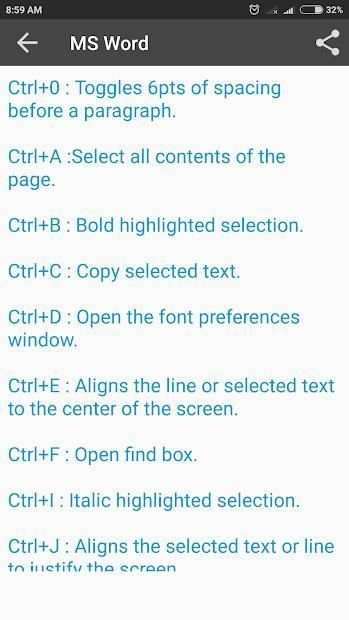 A-Z Computer Shortcut Keys screenshot 1