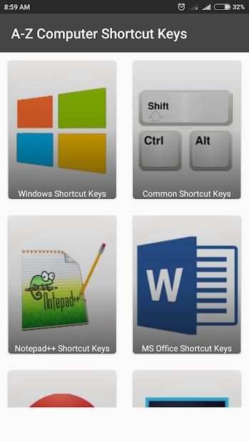 A-Z Computer Shortcut Keys screenshot 5