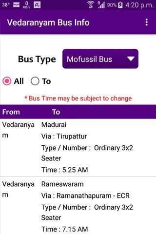 Vedaranyam Bus Info screenshot 2
