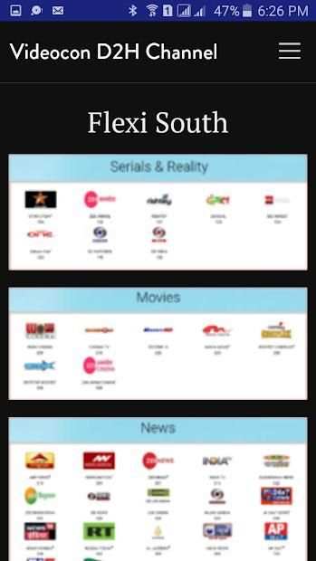 Videocon D2H Channel List screenshot 1