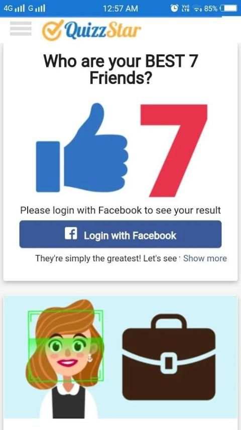 Facebook quizzstar screenshot 3