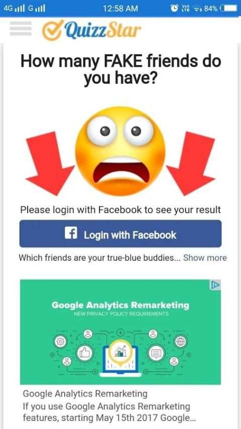 Facebook quizzstar screenshot 2