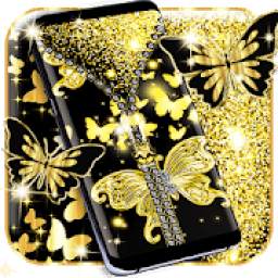 Golden butterflies lock screen