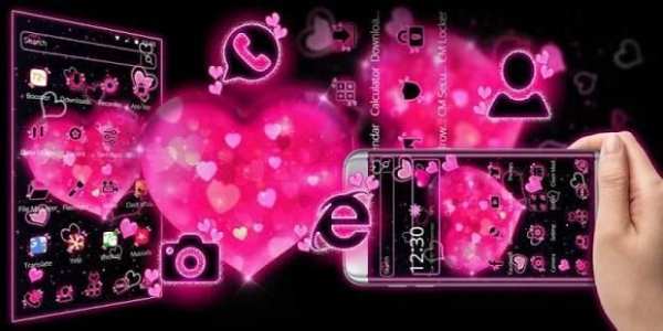 Tema Pink Neon Bright Heart screenshot 1
