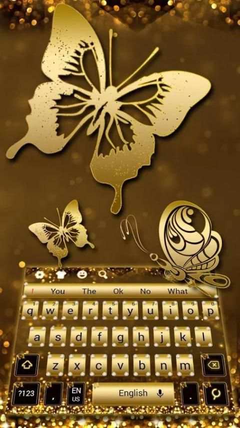 Glitter Diamond Gold Keyboard screenshot 1