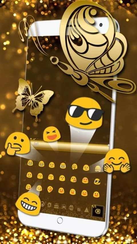 Glitter Diamond Gold Keyboard screenshot 2