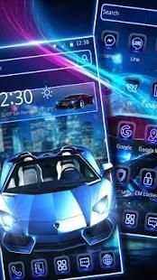Tema Mobil Neon Biru screenshot 3