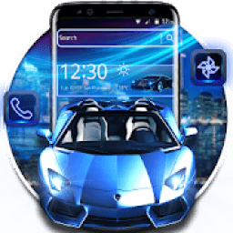 ikon Tema Mobil Neon Biru