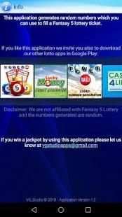 Fantasy 5 Lucky Ticket Generator screenshot 2
