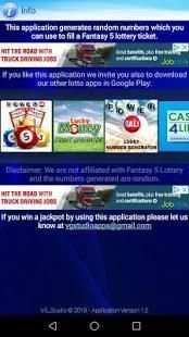 Fantasy 5 Lucky Ticket Generator screenshot 1