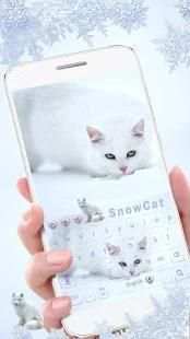 White Snow Cat Keyboard Theme screenshot 2