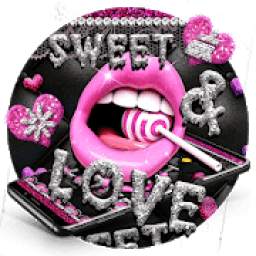 Glitter Pink Lips Sweet Love Theme