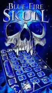 Blue Fire Skull Emoji Keyboard Theme for Instagram screenshot 4