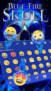 Blue Fire Skull Emoji Keyboard Theme for Instagram screenshot 3