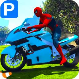 Superheroes Bike Parking: Super Stunt Racing Games