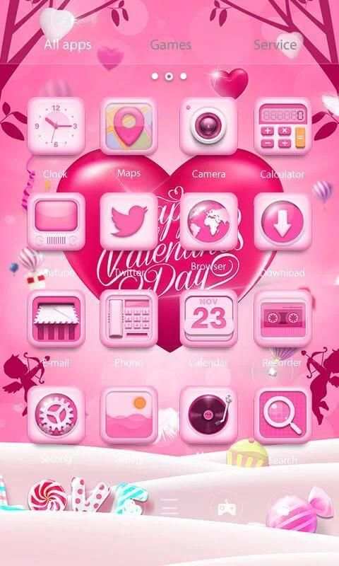Pink Love 3D Go Launcher Theme screenshot 3