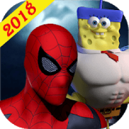 Spiderman Fighting Spongebob &amp; Heroes icon