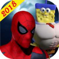 Spiderman Fighting Spongebob & Heroes