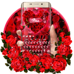 Red Rose water drops keyboard Theme आइकन