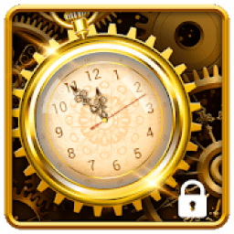 ikon 3D Golden Analog Clock lock screen