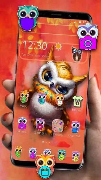 Tema Owl Animasi Lucu screenshot 3