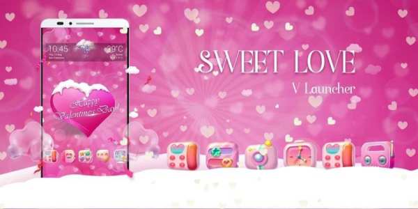Sweet Love 3D V Launcher Theme स्क्रीनशॉट 1