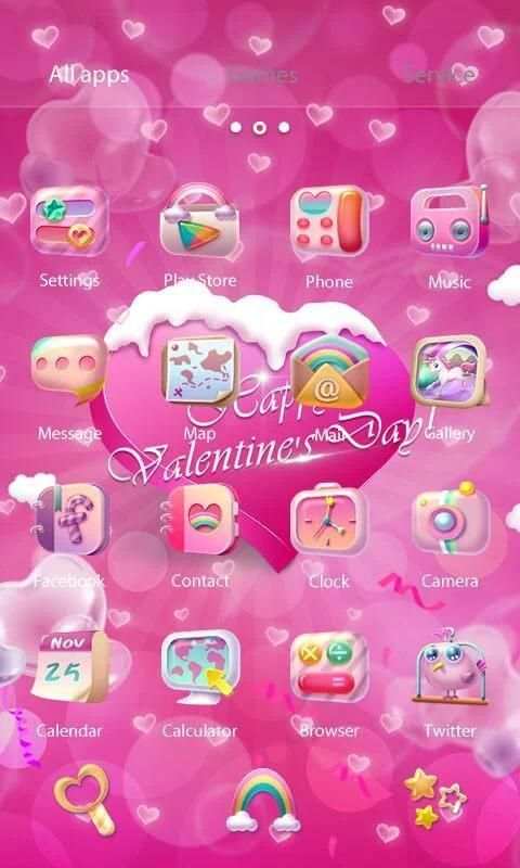 Sweet Love 3D V Launcher Theme स्क्रीनशॉट 3