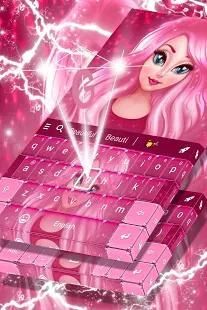 Cute Cartoon Girl Keyboard screenshot 5
