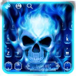Blue Flaming Skull Keyboard Theme 10001002