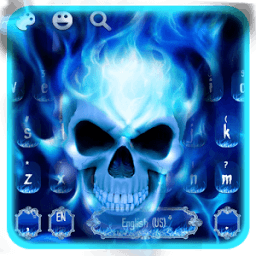 ikon Blue Flaming Skull Keyboard Theme