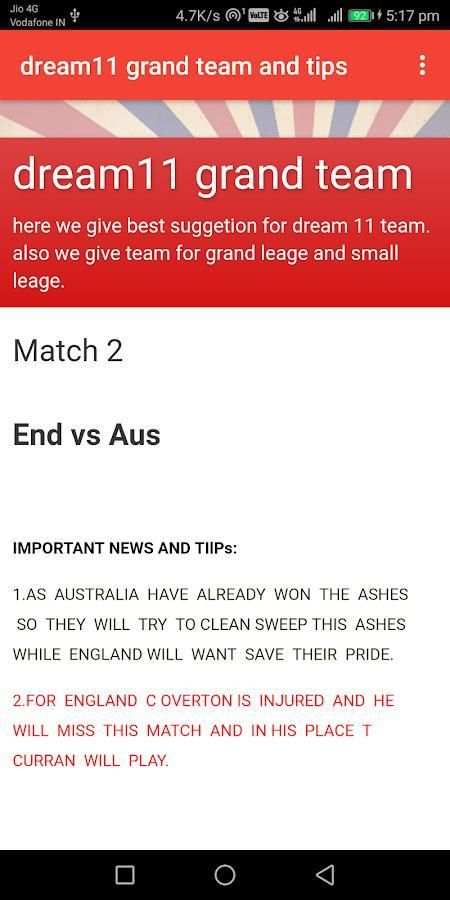 dream11 grand team and tips screenshot 4