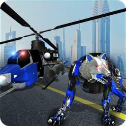 Air Force Transform Robot Cop Wolf Helicopter Game