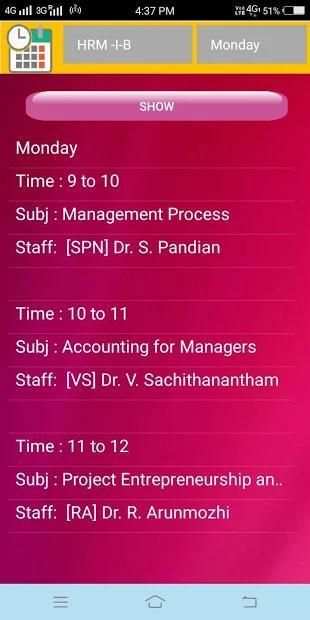 AUDBA TimeTable स्क्रीनशॉट 6