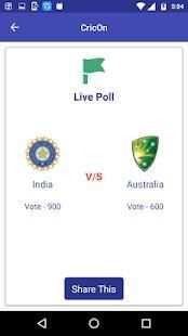 CricOn- Cricket live score faster than tv screenshot 2