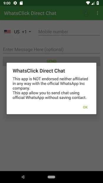 WhatsClick Direct Chat स्क्रीनशॉट 1