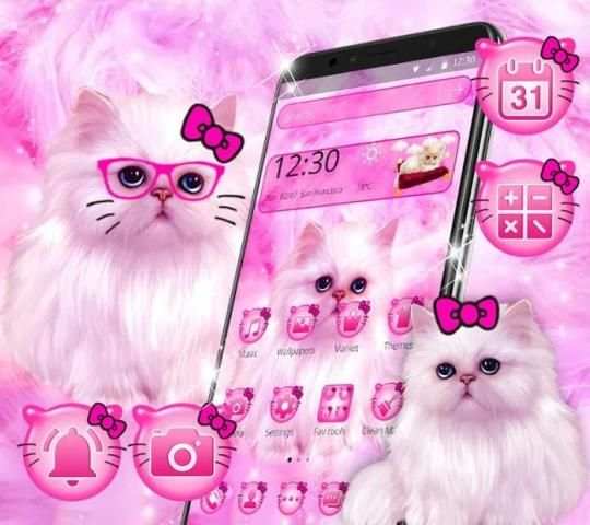 Pink Cute Cat Kitty Theme screenshot 4