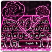 Sparkling Pink Neon Roses Keyboard