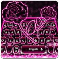 Sparkling Pink Neon Roses Keyboard on 9Apps