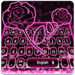 Sparkling Pink Neon Roses Keyboard 10001004