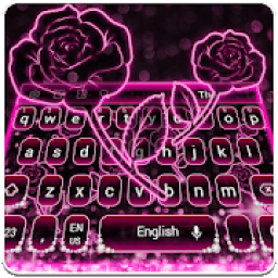 ikon Sparkling Pink Neon Roses Keyboard