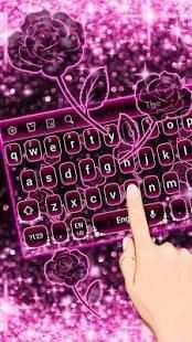 Sparkling Pink Neon Roses Keyboard screenshot 3