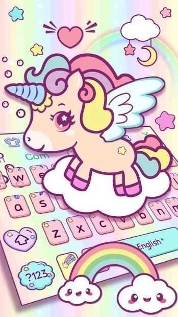 Cute Rainbow Unicorn Keyboard screenshot 2
