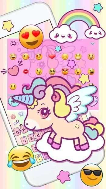 Cute Rainbow Unicorn Keyboard screenshot 1