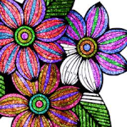 Flowers Glitter Color by Number - Paint by Numbers