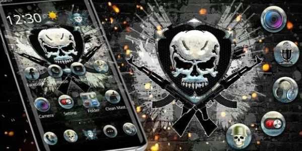 Skull Gun Cool Theme 1 تصوير الشاشة