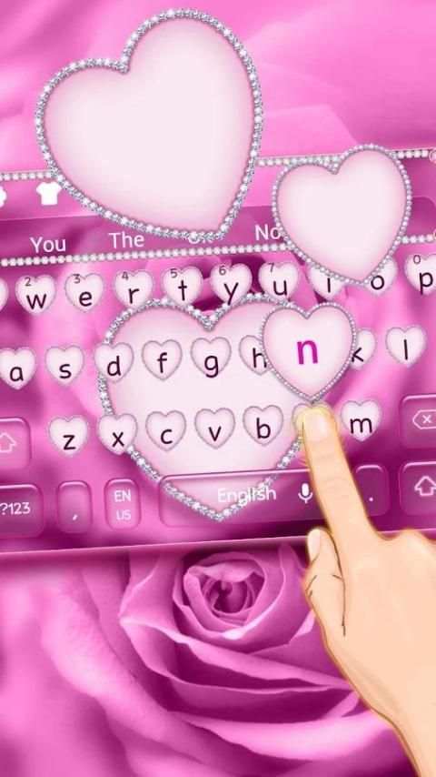 Tema Pink Love Rose Keyboard screenshot 3
